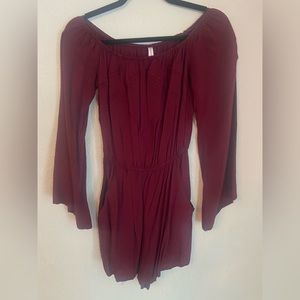 Maroon off the shoulder romper